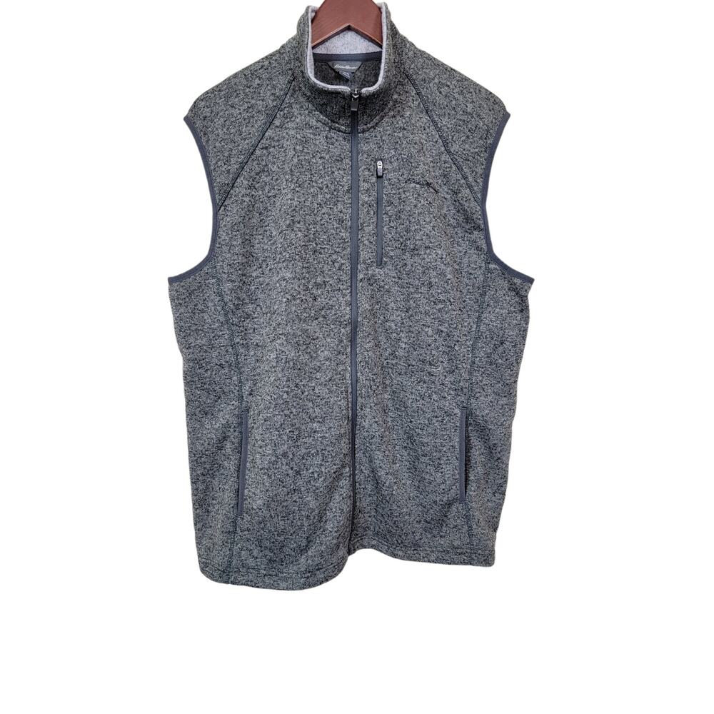 Eddie Bauer Zip Up Vest Jacket Men's Size XL Heathered Gray Zipper Pockets